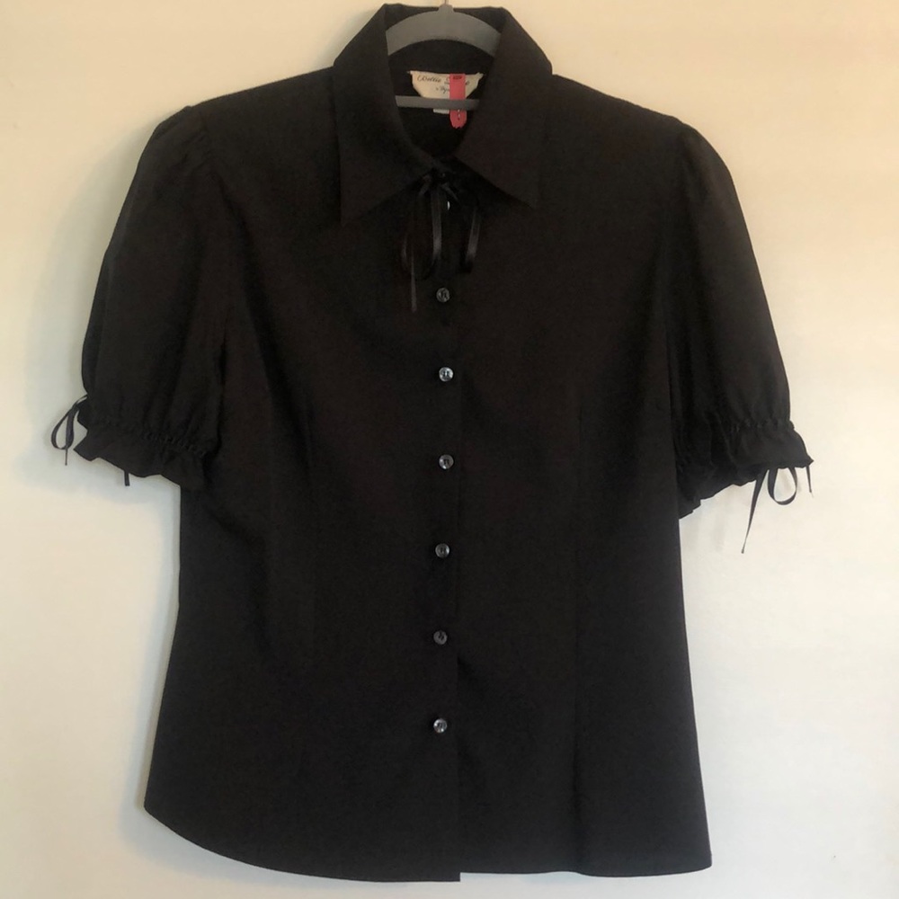 Bettie Page by Tatyana Button Up Top w Ribbons LG